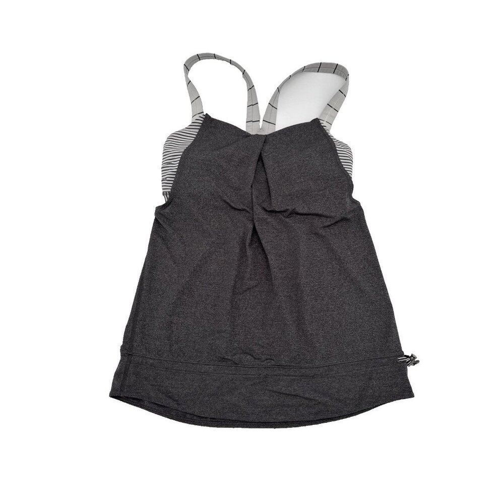 Lululemon Rest Less Tank Heathered Soot‎ Light /Hyper Stripe Angel Wing W1D64S